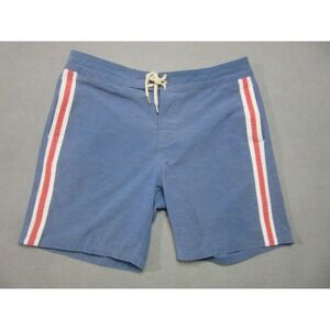 Faherty Board Shorts Mens 34 Blue Red Striped Beacon Stretch Swim Trunks Surfing